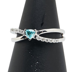 K18WG ホワイトゴールド パライバトルマリン0.17ct ダイヤ0.12ct リング 指輪 レディース 14.5号 【中古】