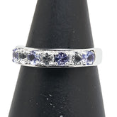 K10WG ホワイトゴールド タンザナイト トパーズ 一文字 リング 指輪 レディース 11.5号 【中古】