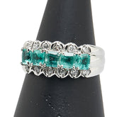 Pt1000 プラチナ エメラルド1.00ct ダイヤ0.30ct リング 指輪 レディース 12号 【中古】