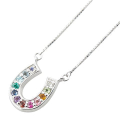ポーラ K18WG ホワイトゴールド サファイア0.04ct ダイヤ0.03ct マルチ色石0.294ct エメラルド0.04ct ルビー0.04ct ネックレス レディース POLA 【中古】