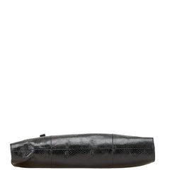 グッチ ロゴプレート パイソン 型押し ハンドバッグ 001 4245 ブラック レザー レディース GUCCI 【中古】