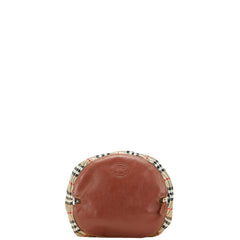 バーバリー ノバチェック シャドーホース ショルダーバッグ ナップサック パッカブル ベージュ ブラウン コットン レザー レディース BURBERRY 【中古】