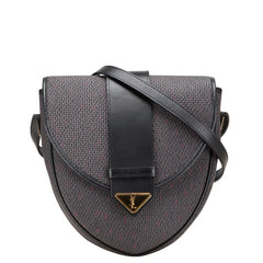 サンローラン YSLモノグラム ショルダーバッグ パープル ブラック レザー レディース SAINT LAURENT 【中古】