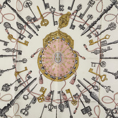 エルメス カレ90 LES CLES THE KEYS RARE 鍵 スカーフ ピンク マルチカラー レディース HERMES 【中古】