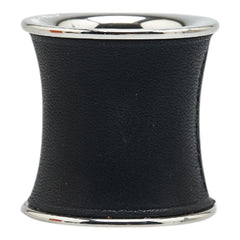 エルメス 筒型 スカーフリング ブラック シルバー レザー メタル レディース HERMES 【中古】