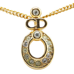 ディオール CDロゴ ラインストーン ネックレス ゴールド メッキ レディース Dior 【中古】