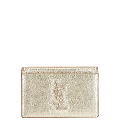 サンローラン YSLロゴ カードケース ゴールド レザー レディース SAINT LAURENT 【中古】