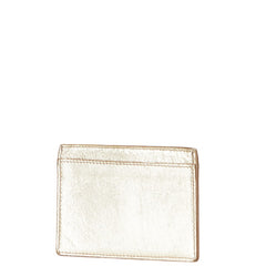 サンローラン YSLロゴ カードケース ゴールド レザー レディース SAINT LAURENT 【中古】