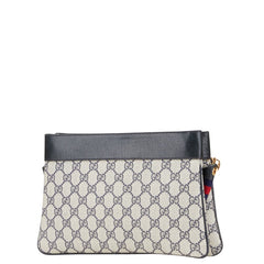 グッチ GGスプリーム シェリーライン 斜め掛け ショルダーバッグ アイボリー ネイビー PVC レザー レディース GUCCI 【中古】