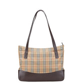 バーバリー ノバチェック シャドーホース ハンドバッグ トートバッグ ベージュ マルチカラー キャンバス レザー レディース BURBERRY 【中古】