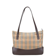 バーバリー ノバチェック シャドーホース ハンドバッグ トートバッグ ベージュ マルチカラー キャンバス レザー レディース BURBERRY 【中古】
