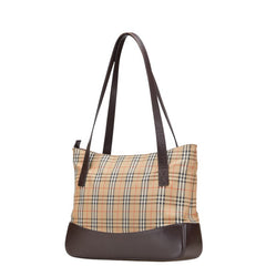 バーバリー ノバチェック シャドーホース ハンドバッグ トートバッグ ベージュ マルチカラー キャンバス レザー レディース BURBERRY 【中古】