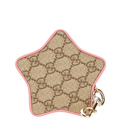 グッチ GGスプリーム スター 星 コインケース チャーム キーホルダー ベージュ ピンク PVC レザー レディース GUCCI 【中古】