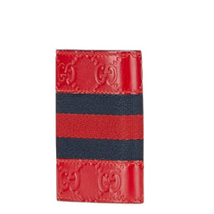 グッチ グッチシマ シェリーライン 6連 キーケース 408828 レッド ネイビー レザー レディース GUCCI 中古
