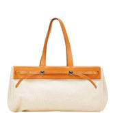 エルメス エールバッグ カバスGM ハンドバッグ トートバッグ ベージュ ブラウン トワルアッシュ レザー レディース HERMES 【中古】