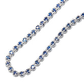 K18WG ホワイトゴールド サファイア10.46ct テニスチェーン ネックレス レディース 【中古】