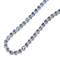 K18WG ホワイトゴールド サファイア10.46ct テニスチェーン ネックレス レディース 【中古】