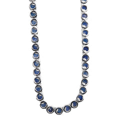 K18WG ホワイトゴールド サファイア10.46ct テニスチェーン ネックレス レディース 【中古】