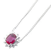 Pt900 プラチナ Pt850 プラチナ ルビー0.45ct ダイヤ ネックレス レディース 【中古】