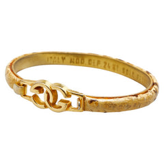 グッチ インターロッキングG ブレスレット ベージュ ゴールド パイソン メッキ レディース GUCCI 【中古】