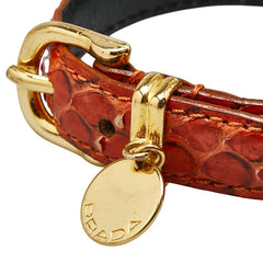 プラダ パイソン型押し ベルト ブレスレット レッド系 レザー レディース PRADA 【中古】