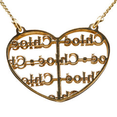 クロエ ロゴ ハート モチーフ ネックレス ゴールド メッキ レディース Chloe 【中古】