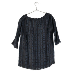 ボッテガヴェネタ トップス チュニック ネイビー ブラック リネン シルク レディース BOTTEGAVENETA 【中古】