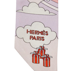 エルメス ツイリー CARRES VOLANTS 空飛ぶカレ スカーフ パープル マルチカラー シルク レディース HERMES 【中古】