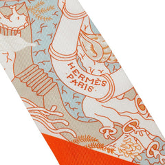 エルメス ツイリー SPLASH PARK スプラッシュパーク スカーフ オレンジ マルチカラー シルク レディース HERMES 【中古】