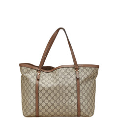 グッチ GGスプリーム トートバッグ 309613 ベージュ ブラウン レザー レディース GUCCI 【中古】