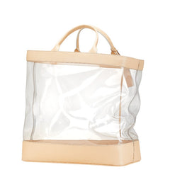 バーバリー ノバチェック ハンドバッグ トートバッグ ベージュ クリア ビニール レザー レディース BURBERRY 【中古】