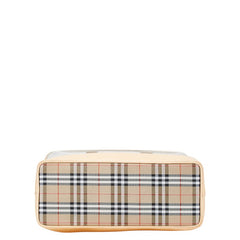 バーバリー ノバチェック ハンドバッグ トートバッグ ベージュ クリア ビニール レザー レディース BURBERRY 【中古】