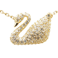 スワロフスキー Swan スワン ラインストーン ネックレス ゴールド メッキ レディース SWAROVSKI 【中古】