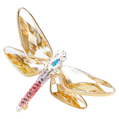 スワロフスキー クリスタル トンボ ラインストーン ブローチ ゴールド パープル ピンク メッキ レディース SWAROVSKI 【中古】