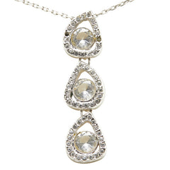 スワロフスキー 3連ストーン ラインストーン ネックレス シルバー メタル レディース SWAROVSKI 【中古】