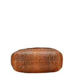 エレガンス トートバッグ ハンドバッグ ブラウン パイソン レザー レディース ELEGANCE 【中古】