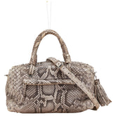 BORELLI P ボレッリピエリナ ハンドバッグ ショルダーバッグ 2WAY グレー ブラウン パイソン レザー レディース 【中古】