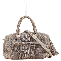 BORELLI P ボレッリピエリナ ハンドバッグ ショルダーバッグ 2WAY グレー ブラウン パイソン レザー レディース 【中古】