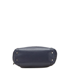 コーチ フラワー 花 スタッズ ハンドバッグ トートバッグ ネイビー ブラック レザー レディース COACH 【中古】