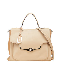 コーチ ロゴ ハンドバッグ ショルダーバッグ 2WAY ベージュ レザー レディース COACH 【中古】