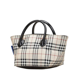 バーバリー ノバチェック ハンドバッグ ベージュ ブラック レッド ナイロン レザー レディース BURBERRY 【中古】
