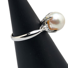 Pt900 プラチナ アコヤパール9.2mm ダイヤ0.17ct リング 指輪 レディース 9.5号 【中古】