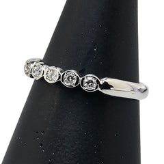 クリスチャンオジャール Pt950 プラチナ ダイヤ0.10ct 一文字 リング 指輪 レディース CHRISTIAN AUJARD 10号 【中古】