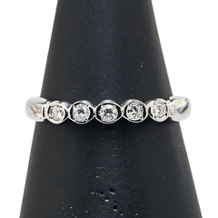 クリスチャンオジャール Pt950 プラチナ ダイヤ0.10ct 一文字 リング 指輪 レディース CHRISTIAN AUJARD 10号 【中古】