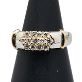 K18YG イエローゴールド Pt900 プラチナ コンビ ダイヤ0.35ct パヴェ リング 指輪 レディース 5.5号 【中古】