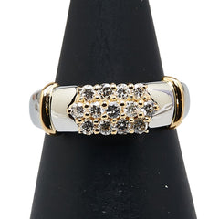 K18YG イエローゴールド Pt900 プラチナ コンビ ダイヤ0.35ct パヴェ リング 指輪 レディース 5.5号 【中古】