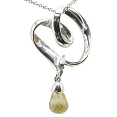 ニナリッチ K18WG ホワイトゴールド クオーツ ダイヤ0.03ct ペンダントネックレス レディース NINA RICCI 【中古】