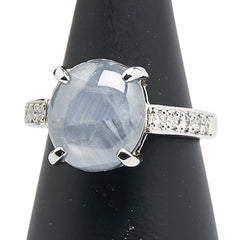 Pt900 プラチナ スターサファイア10.35ct ダイヤ0.23ct リング 指輪 レディース 14.5号 【中古】
