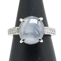Pt900 プラチナ スターサファイア10.35ct ダイヤ0.23ct リング 指輪 レディース 14.5号 【中古】