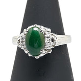 Pt900 プラチナ ヒスイ ダイヤ0.06ct リング 指輪 レディース 11.5号 【中古】